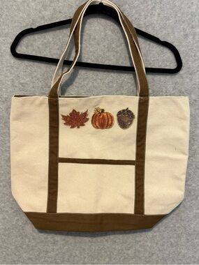 Canvas Fall Harvest Tote Bag - Neutral/Brown
